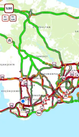 İstanbul'da Trafik Kilitlendi: Yoğunluk %90!